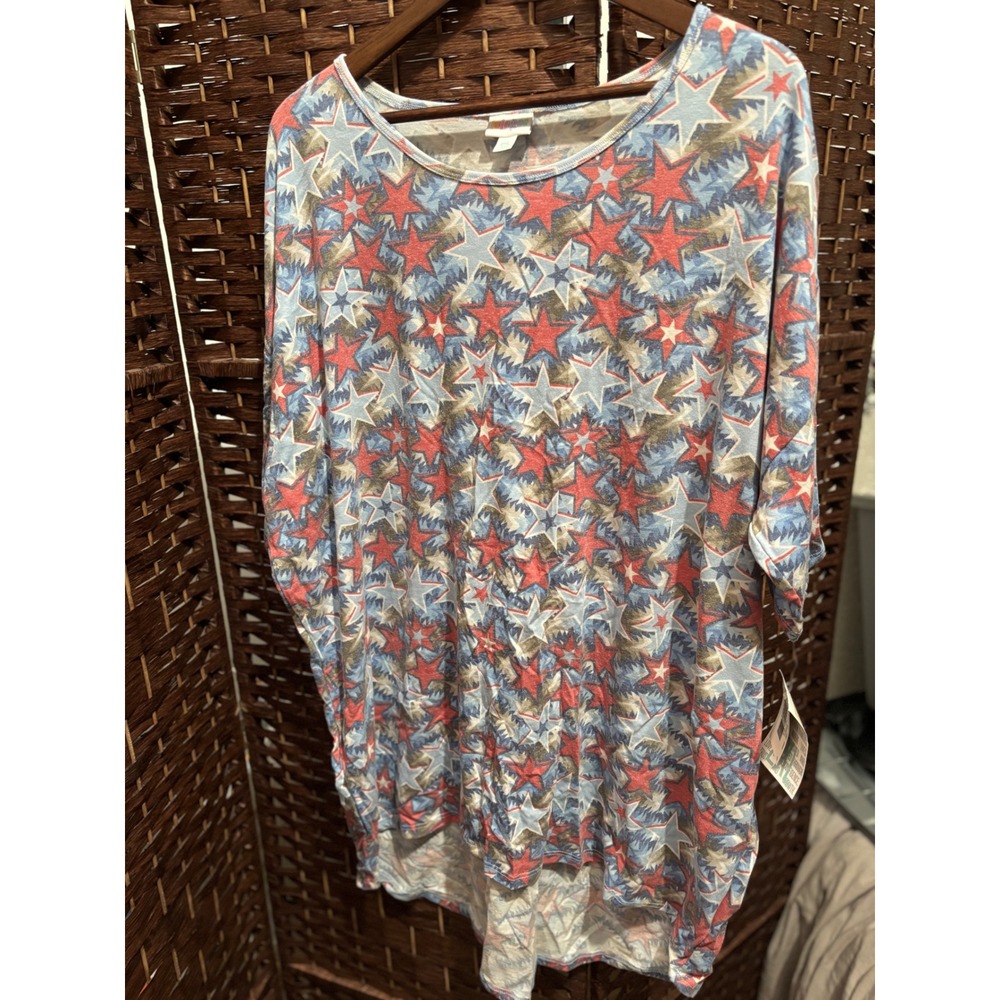 LuLaRoe Irma Tunic Top Womens 2XL Patriotic‎ Stars and Stripes USA New